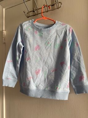 Disney Light Blue Girls' Sweatshirt with Pink & Mint Accents Size 4